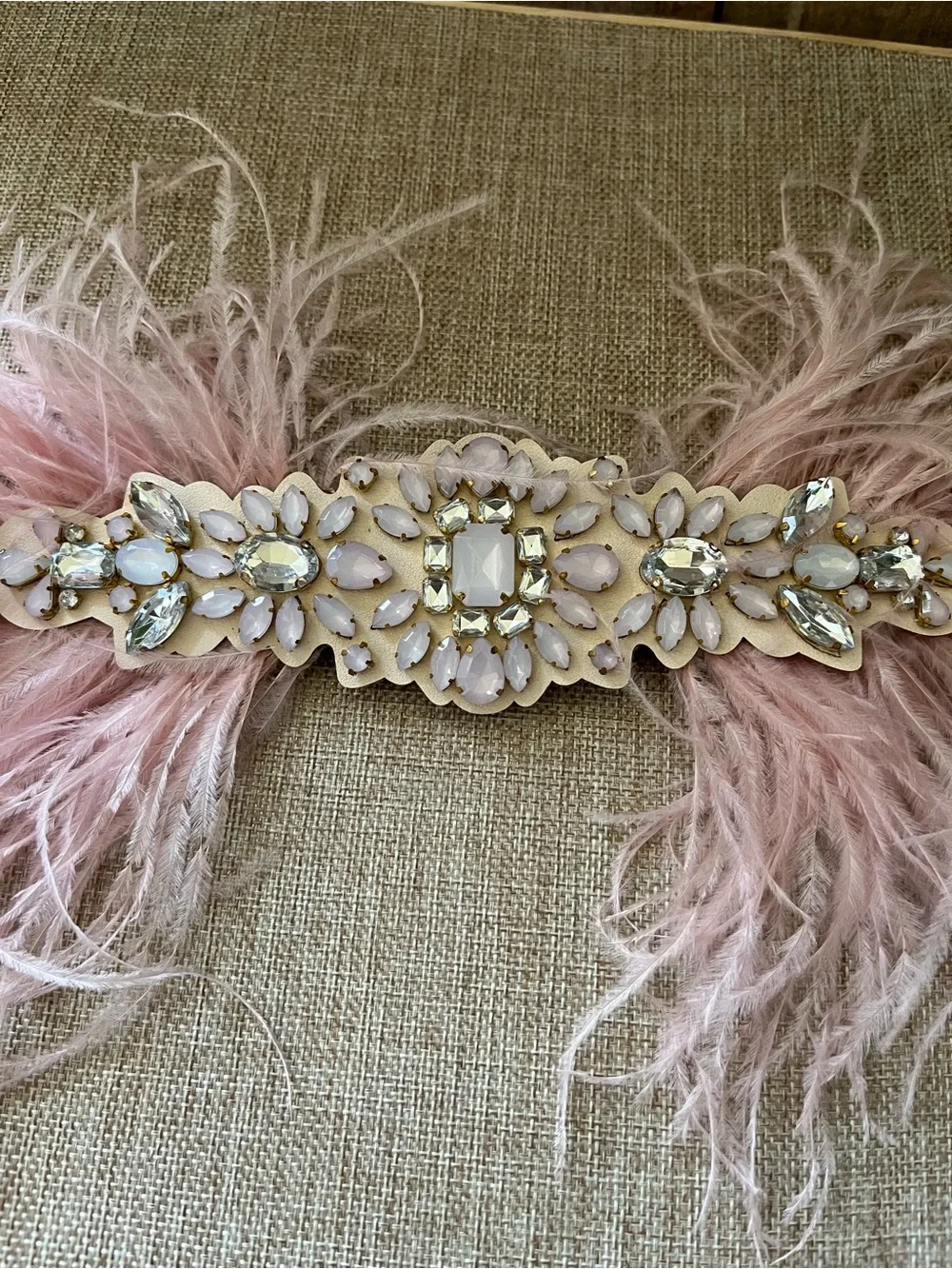 Embellished Pink Feather Waist Belt - Decorative Women's Accessory
